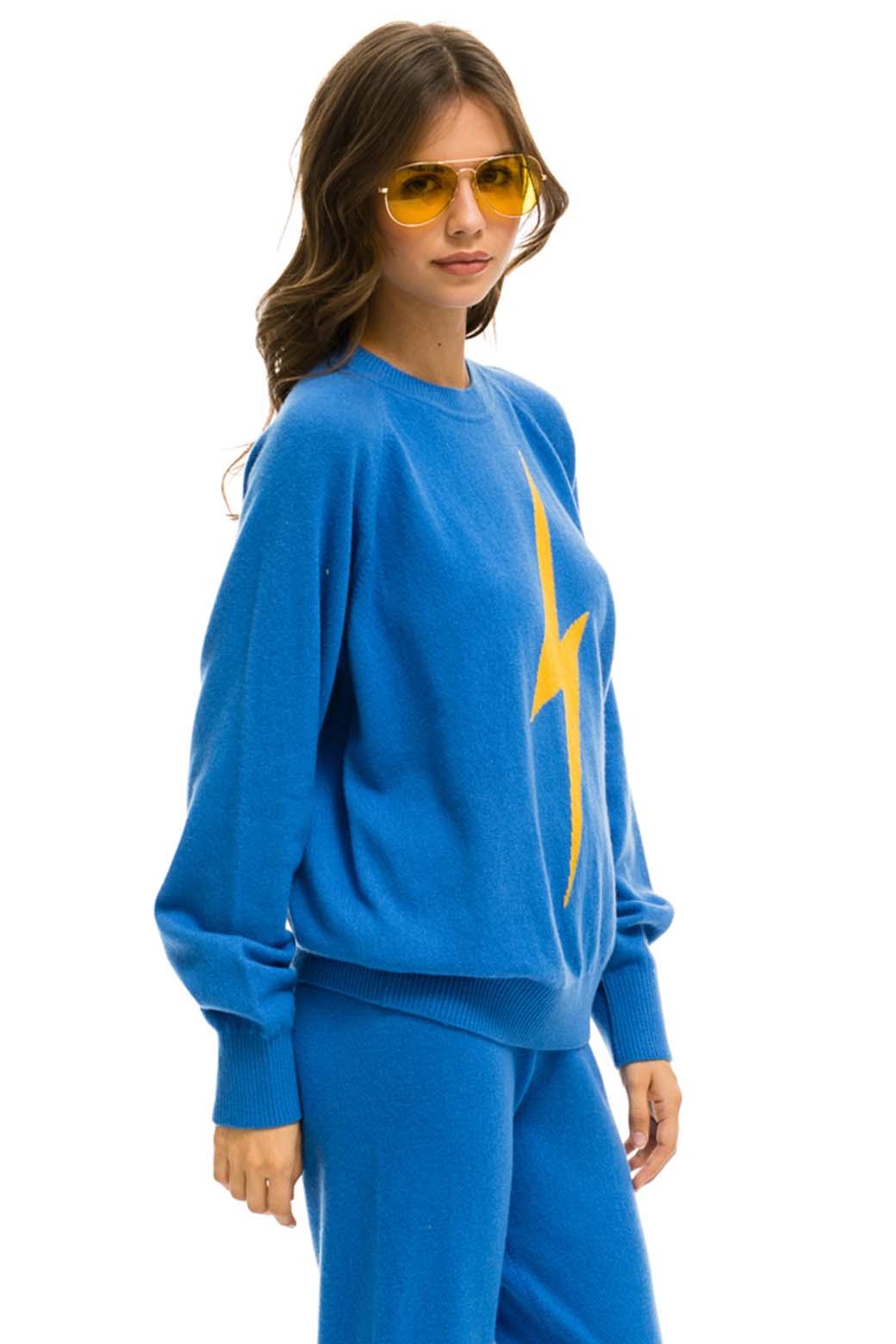 UNISEX BOLT CASHMERE LIGHT SWEATER - VINTAGE BLUE // BLUE BOLT - Image 3