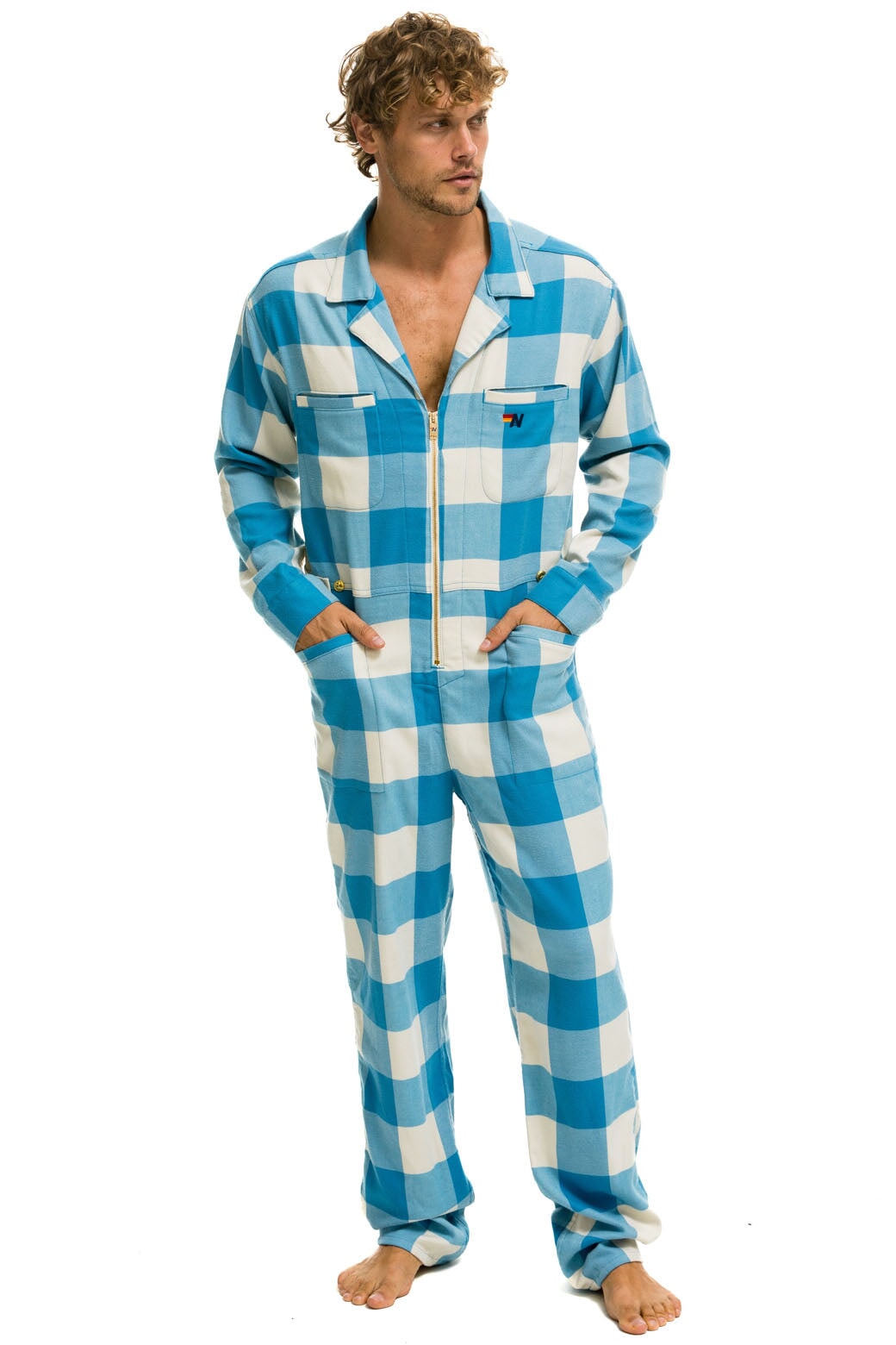 UNISEX PLAID FLIGHT SUIT - SKY PLAID - Image 6