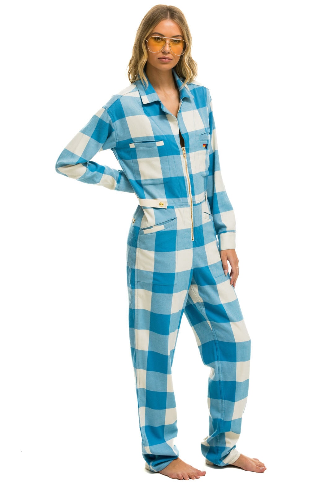 UNISEX PLAID FLIGHT SUIT - SKY PLAID - Image 5
