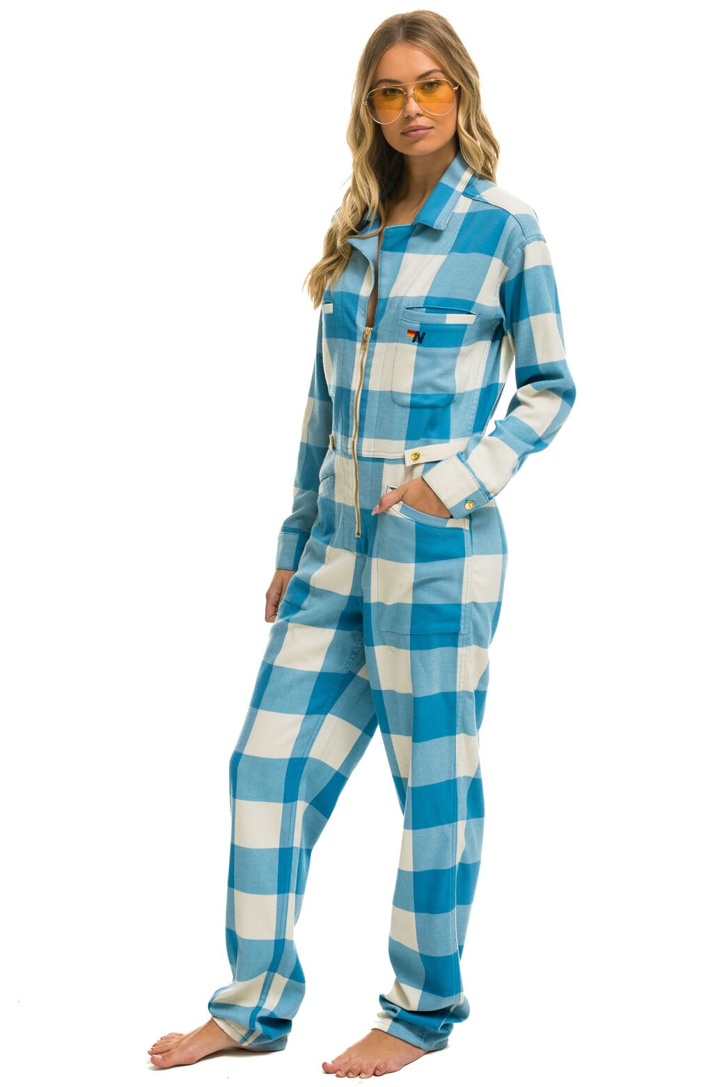 UNISEX PLAID FLIGHT SUIT - SKY PLAID - Image 3