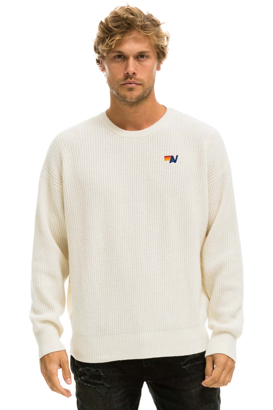 VINTAGE CABIN UNISEX CASHMERE SWEATER - VINTAGE WHITE - Image 6