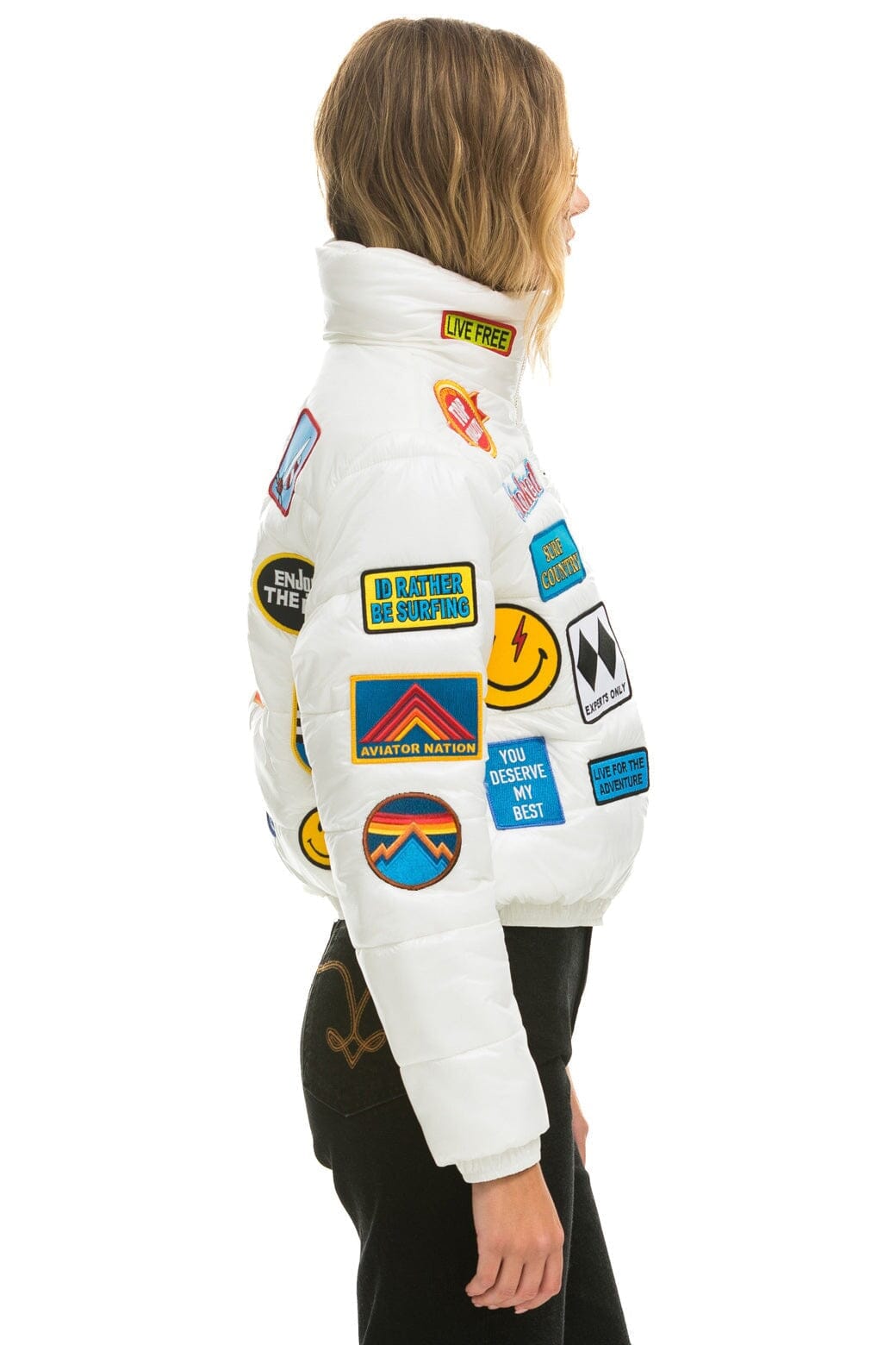 VINTAGE PATCH APRES PUFFER JACKET - WHITE GLOSSY - Image 2