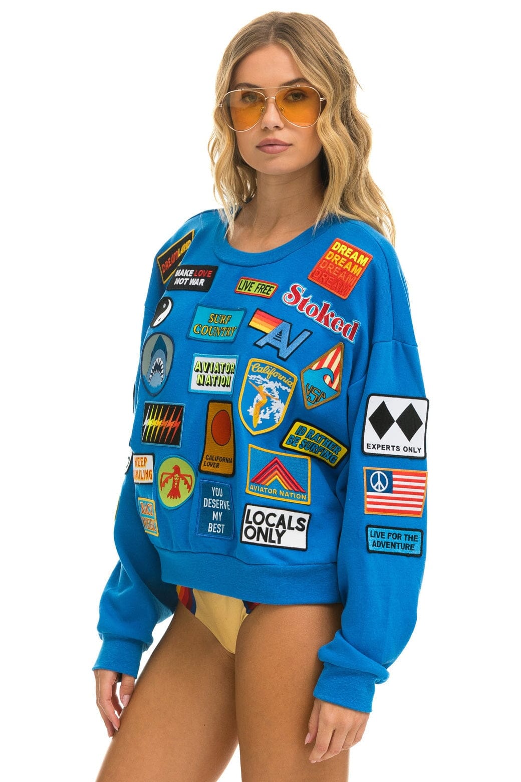 VINTAGE PATCH RELAXED CREW SWEATSHIRT - OCEAN - Image 3