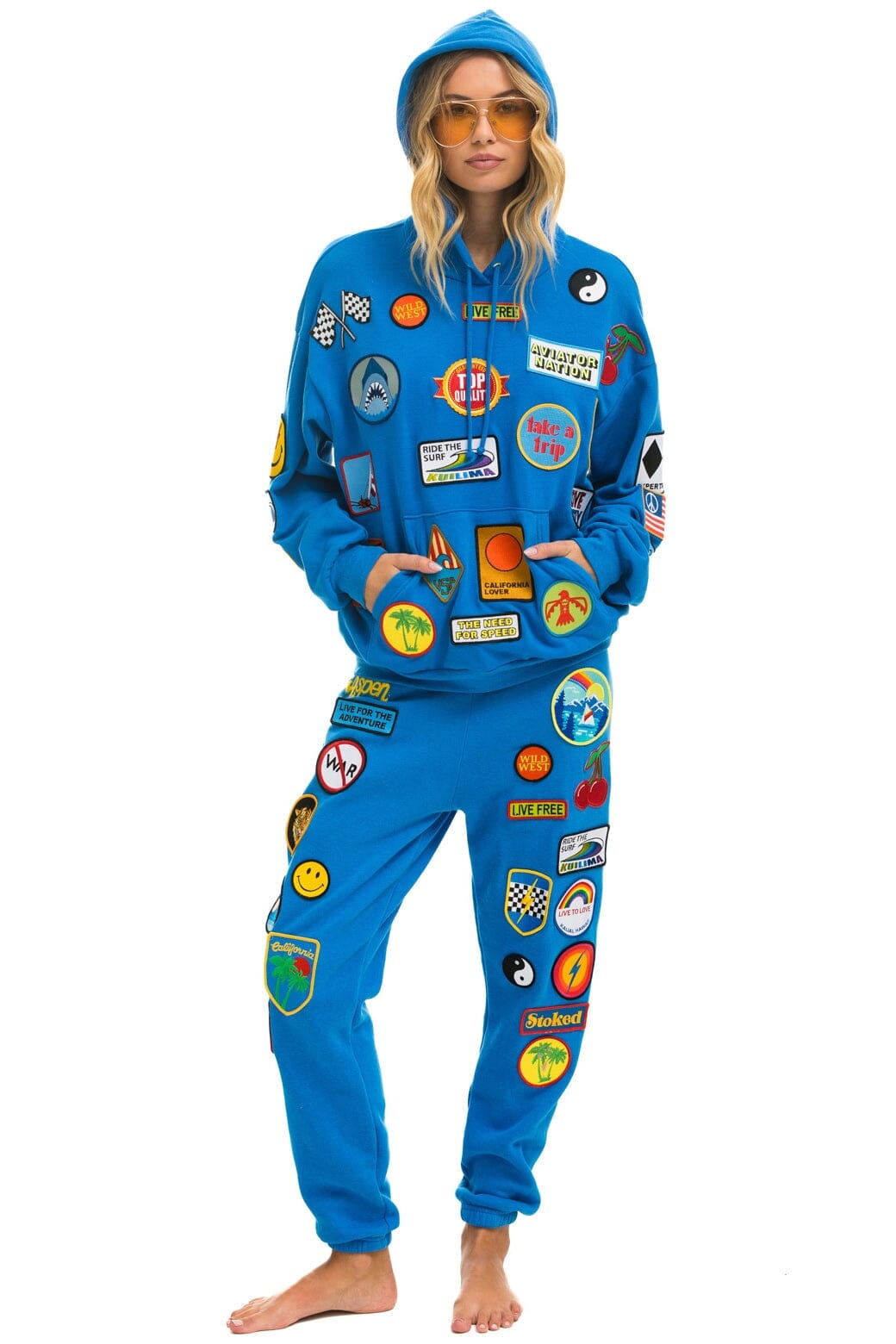 VINTAGE PATCH RELAXED PULLOVER HOODIE- OCEAN - Image 7