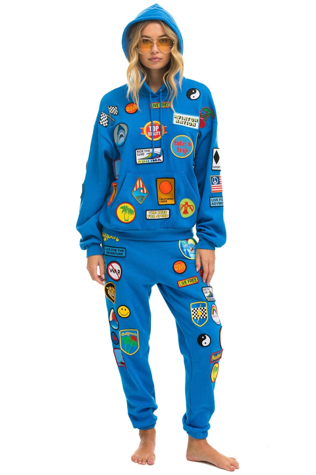 VINTAGE PATCH RELAXED PULLOVER HOODIE- OCEAN - Image 11