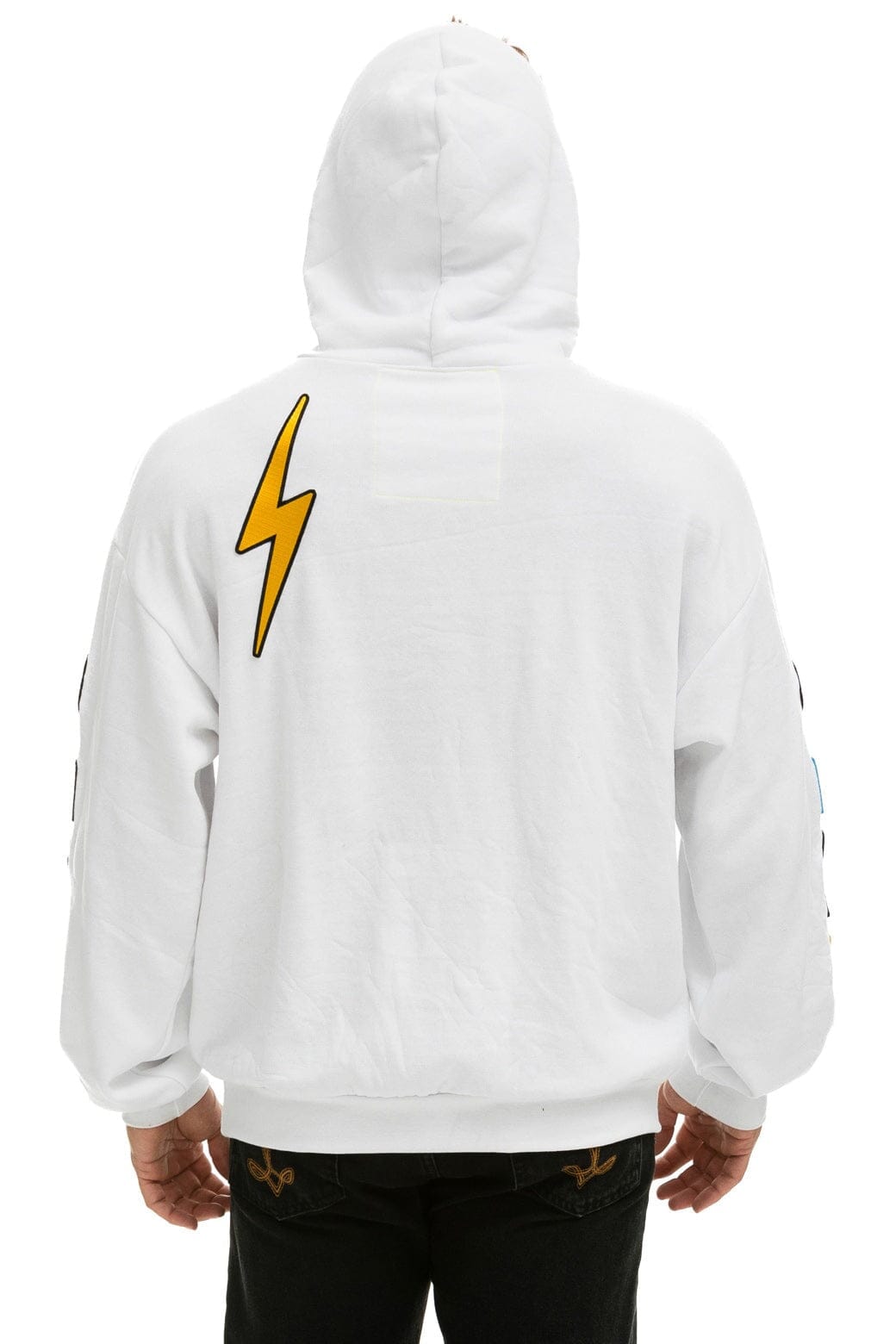 VINTAGE PATCH RELAXED PULLOVER HOODIE- WHITE - Image 4