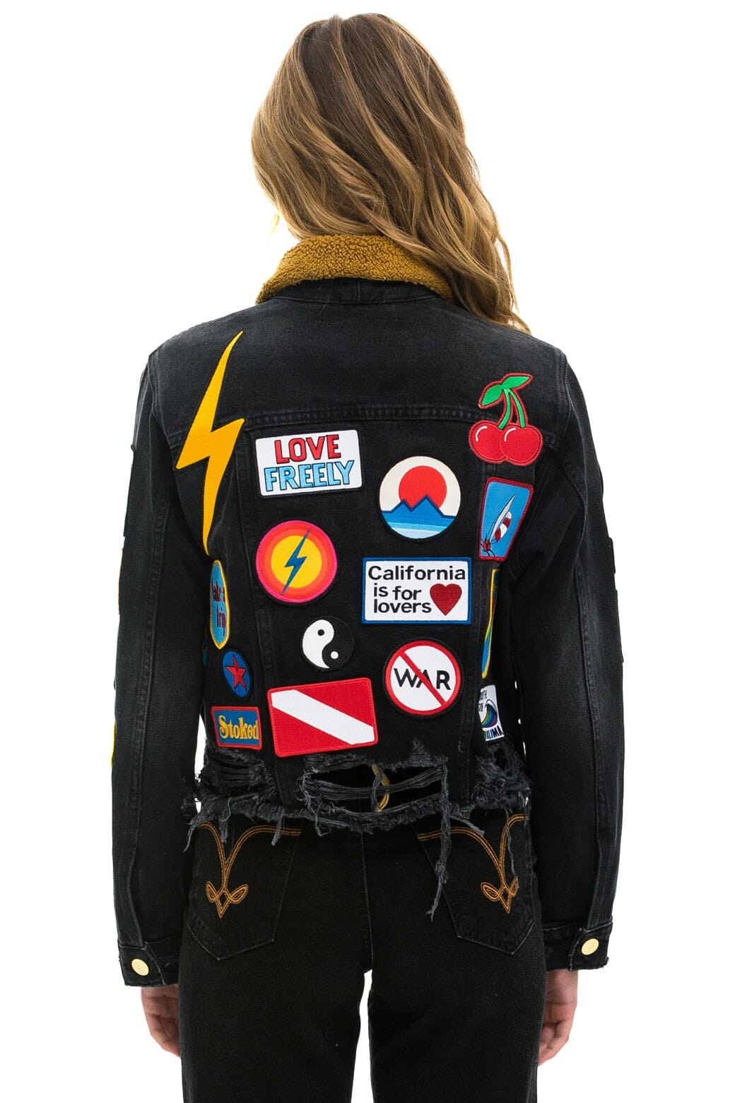 VINTAGE PATCH UNISEX DENIM JACKET - VINTAGE BLACK - Image 5