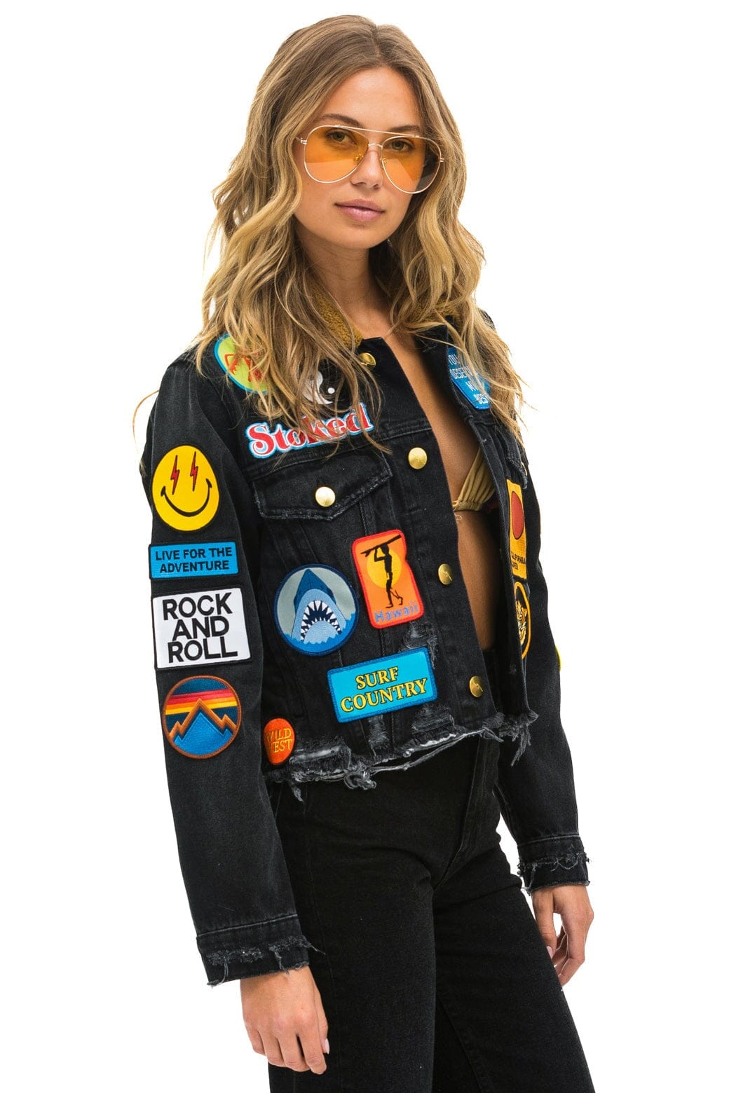 VINTAGE PATCH UNISEX DENIM JACKET - VINTAGE BLACK - Image 4
