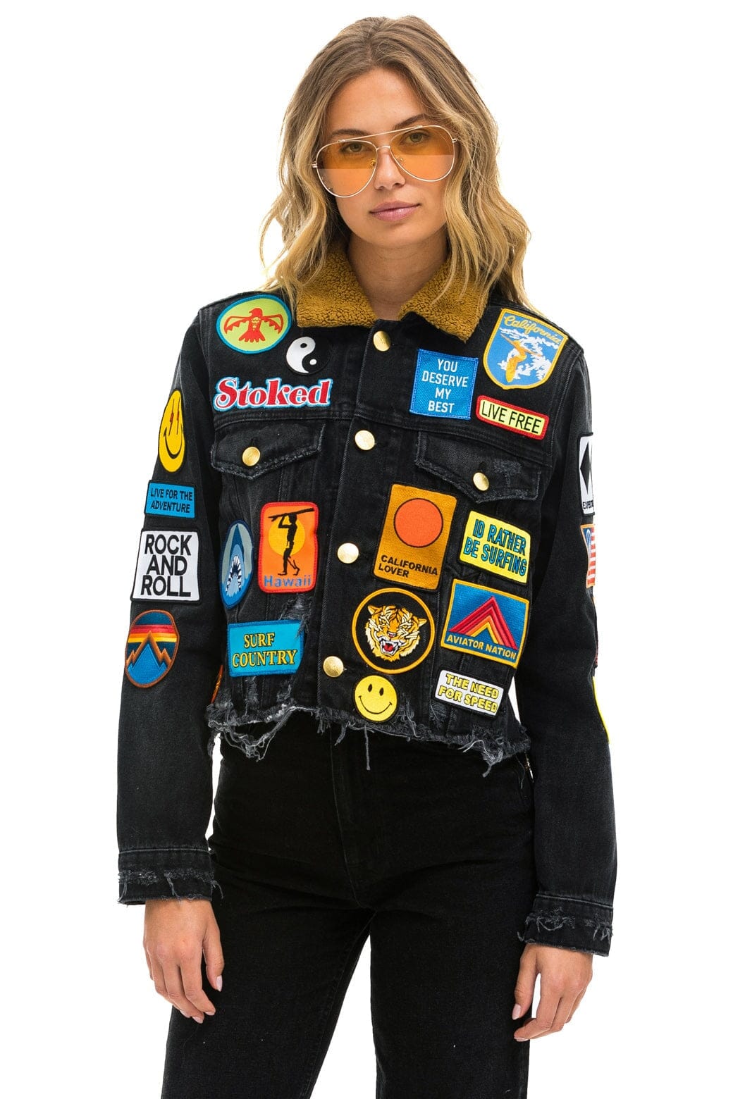 VINTAGE PATCH UNISEX DENIM JACKET - VINTAGE BLACK - Image 2