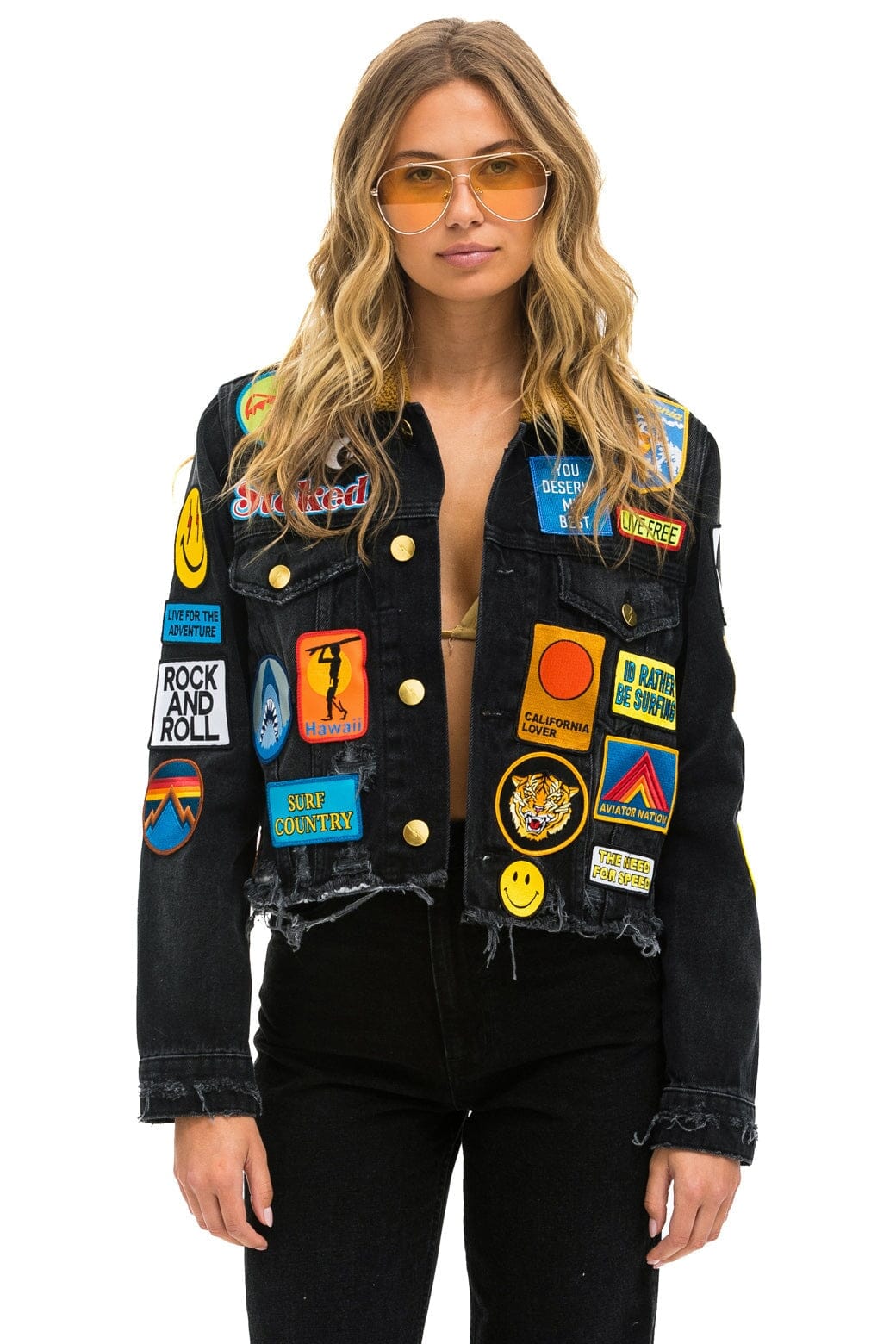 VINTAGE PATCH UNISEX DENIM JACKET - VINTAGE BLACK - Image 3