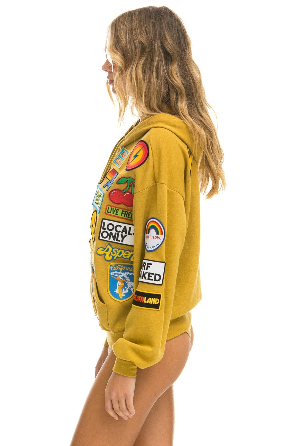VINTAGE PATCH ZIP HOODIE RELAXED - KHAKI - Image 5