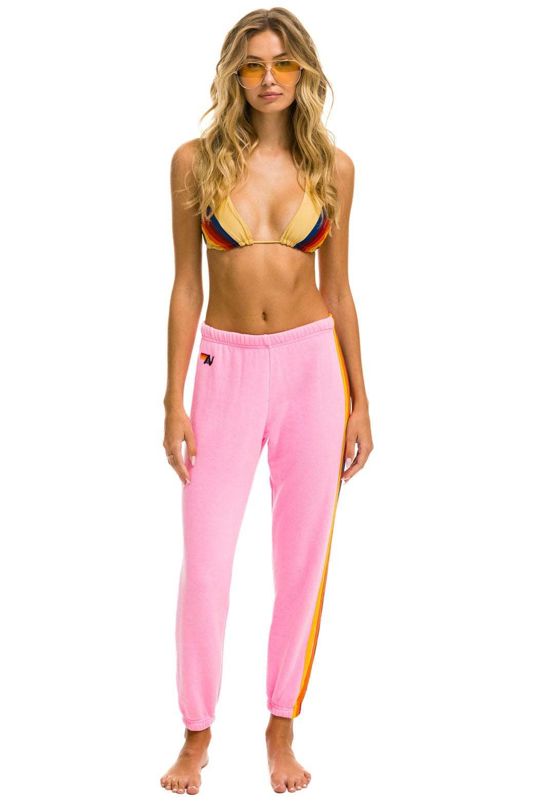 5 STRIPE SWEATPANTS - NEON PINK - Image 3
