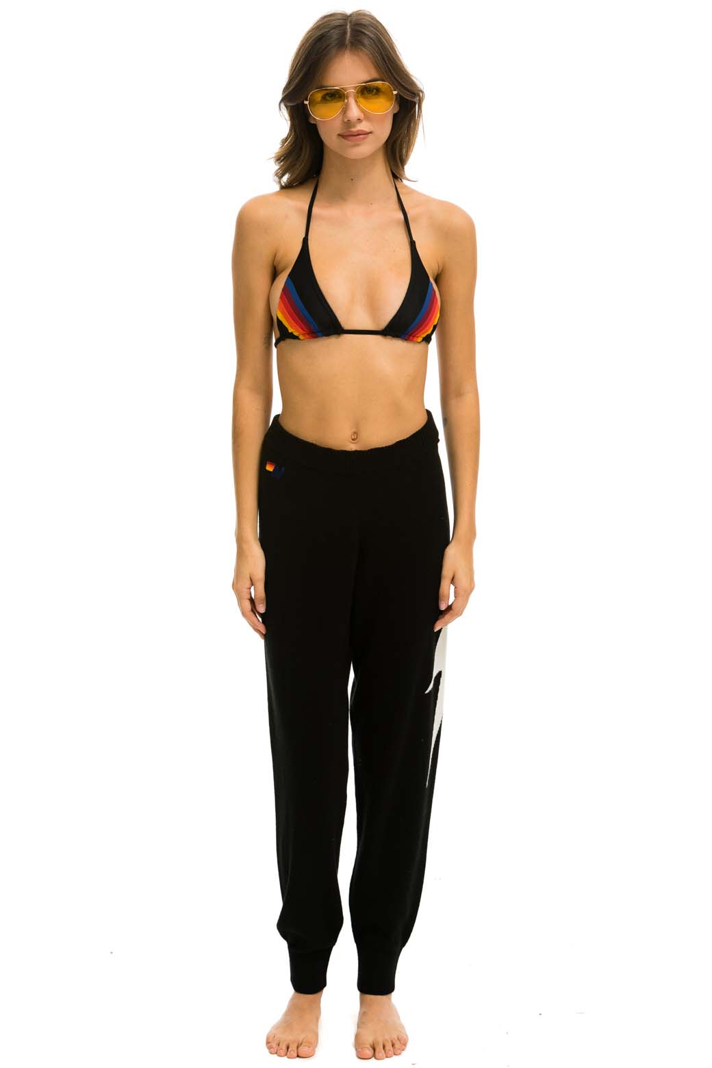BOLT CASHMERE LIGHT SWEATER PANT - BLACK // WHITE BOLT - Image 3