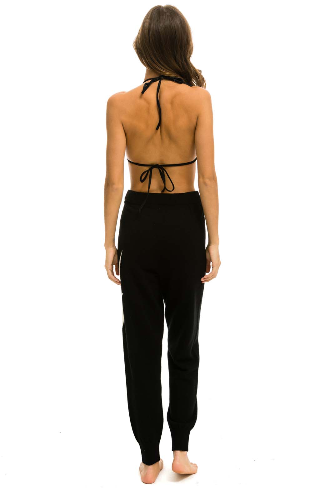 BOLT CASHMERE LIGHT SWEATER PANT - BLACK // WHITE BOLT - Image 4