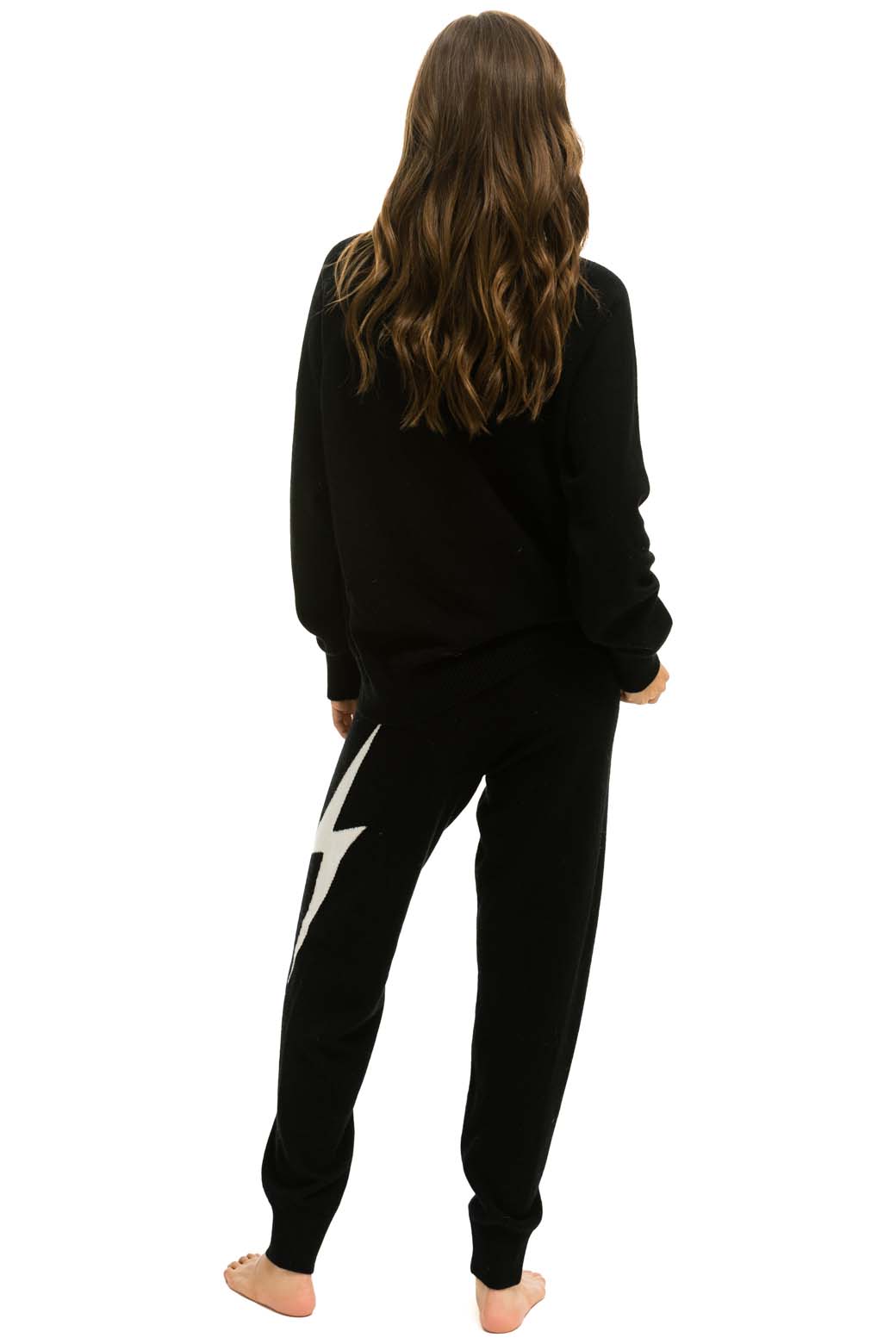 BOLT CASHMERE LIGHT SWEATER PANT - BLACK // WHITE BOLT - Image 7
