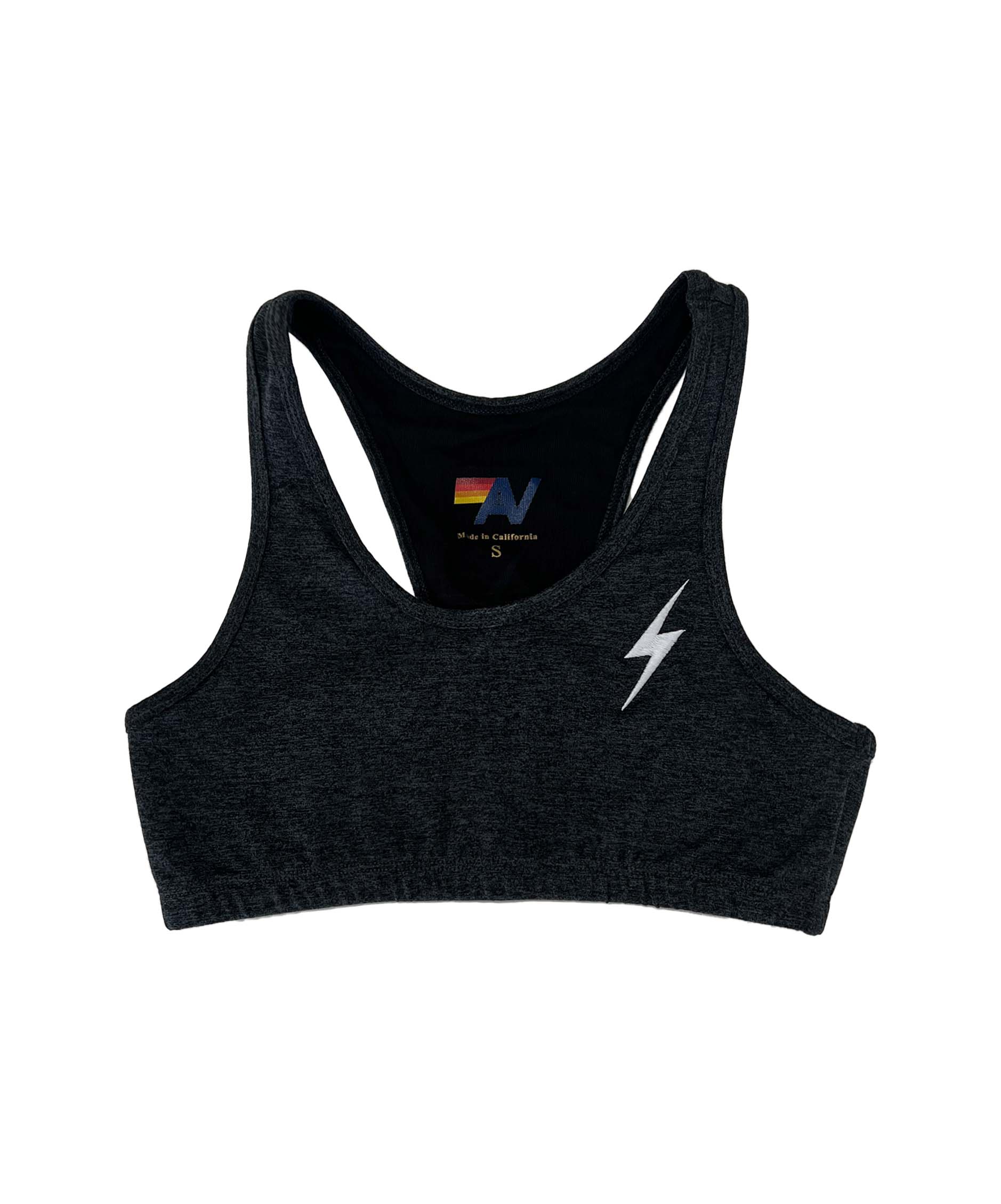 BOLT EMBROIDERY SPORTS BRA - CHARCOAL - Image 3