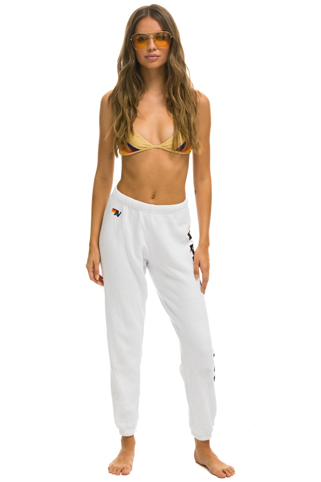 CHECK LEG SWEATPANTS - WHITE - Image 2