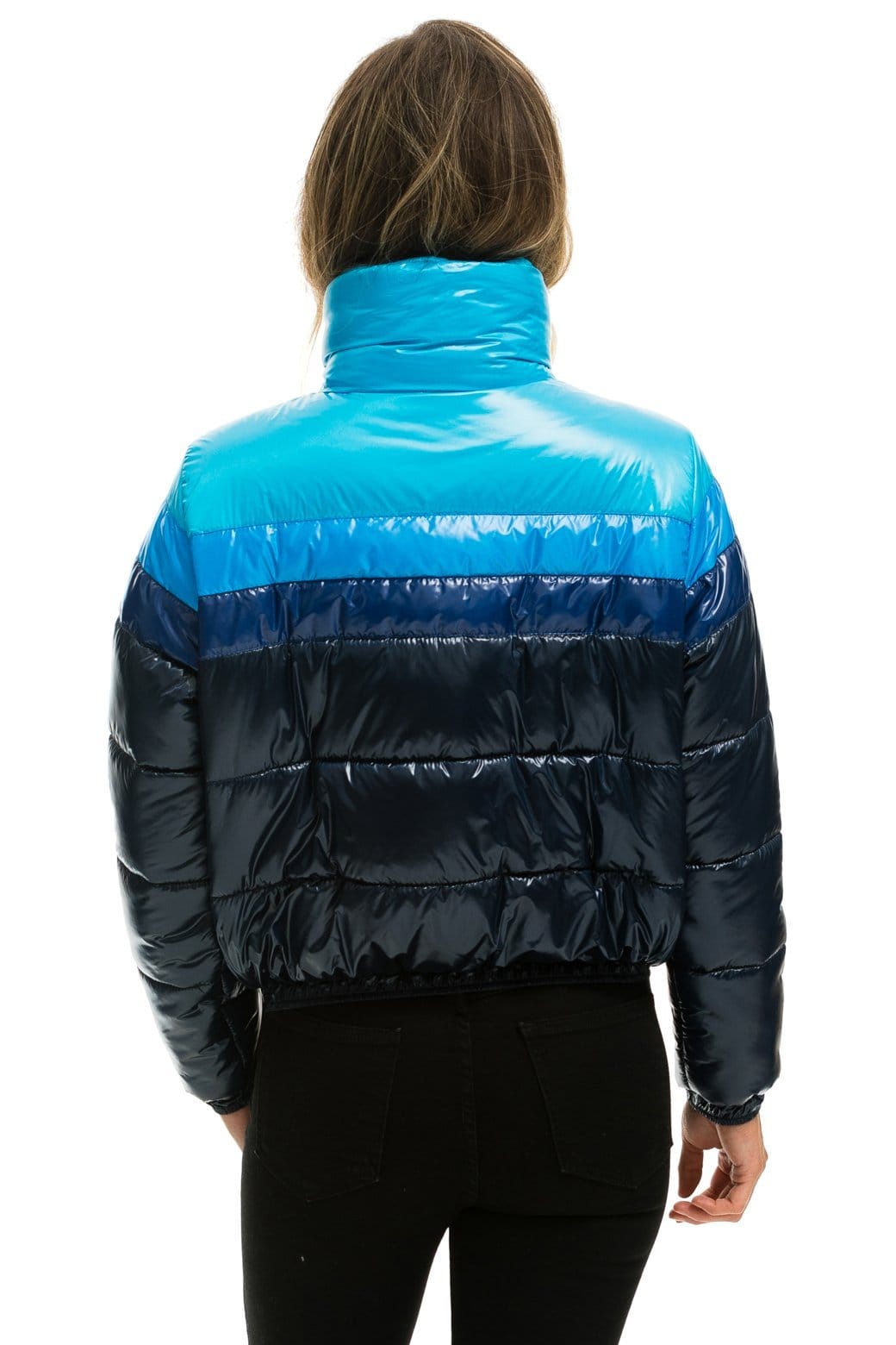 COLOR BLOCK LUXE APRES PUFFER JACKET - GLOSSY NAVY - Image 7