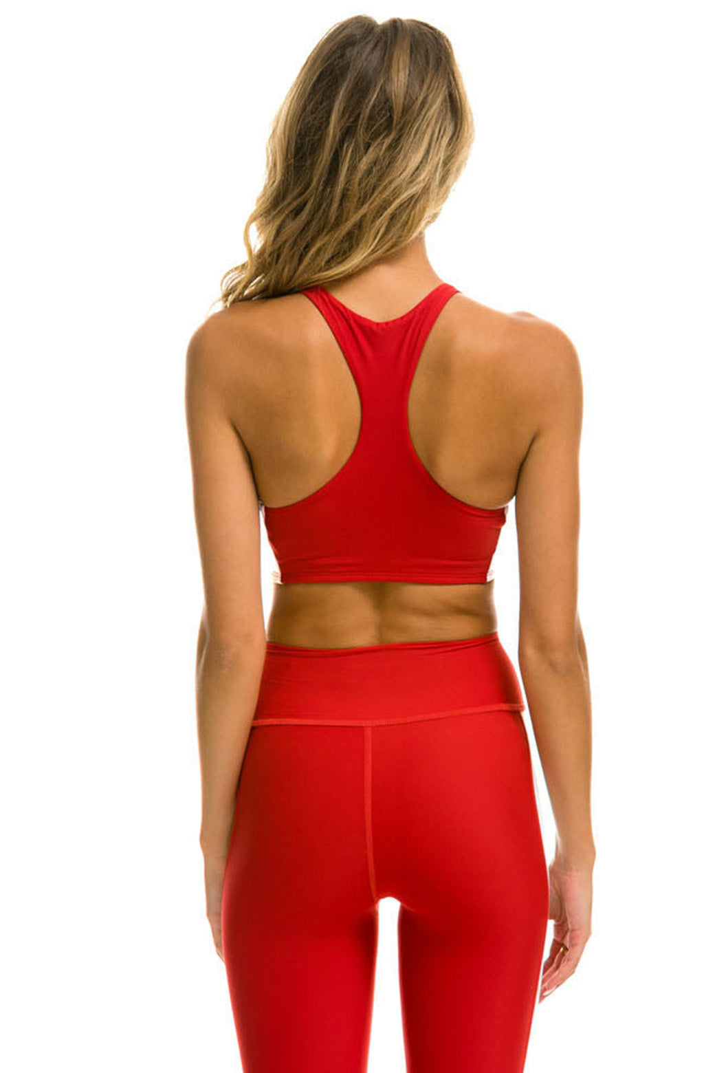 COLOR BLOCK RACER SPORTS BRA - CHERRY - Image 3