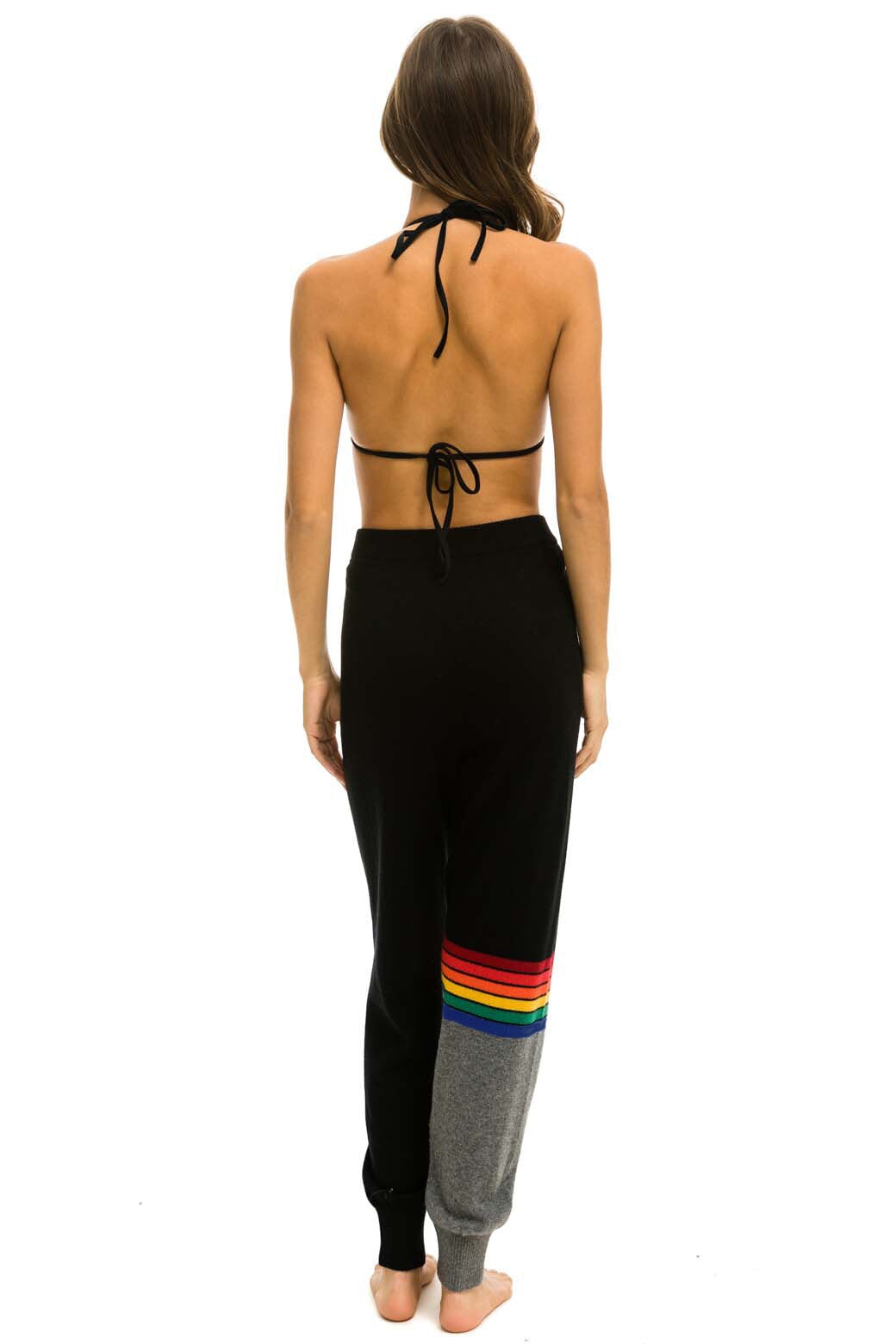 RAINBOW STRIPE CASHMERE LIGHT SWEATER PANT - BLACK // CHARCOAL - Image 7