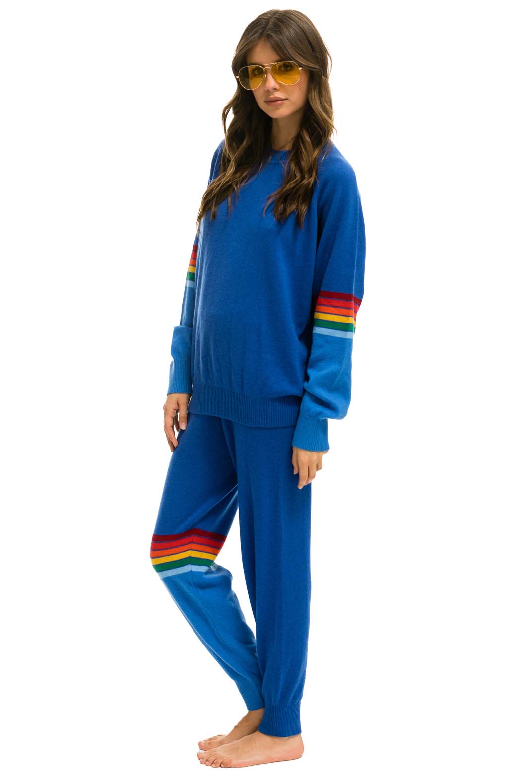 RAINBOW STRIPE CASHMERE LIGHT SWEATER PANT - VINTAGE BLUE - Image 5